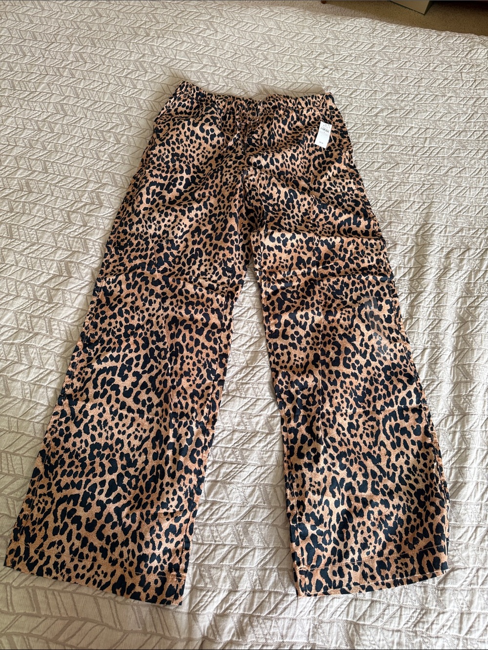 GAP Women's Wide-Leg Leopard Print Pants - Tan/Black